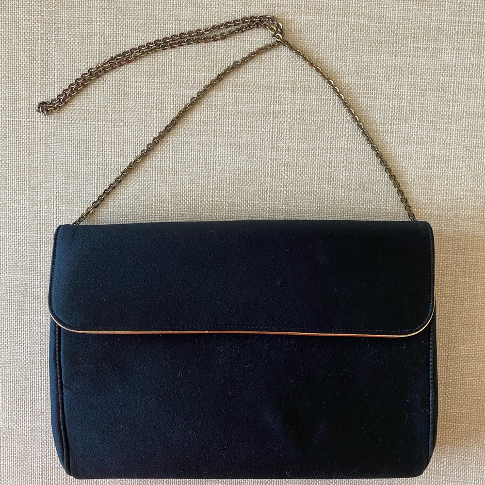 Vintage 1960s Miss Lewis black evening bag with chain strap